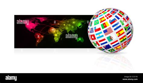 Globe Frome Flag On World Map Background Vector Illustration Stock