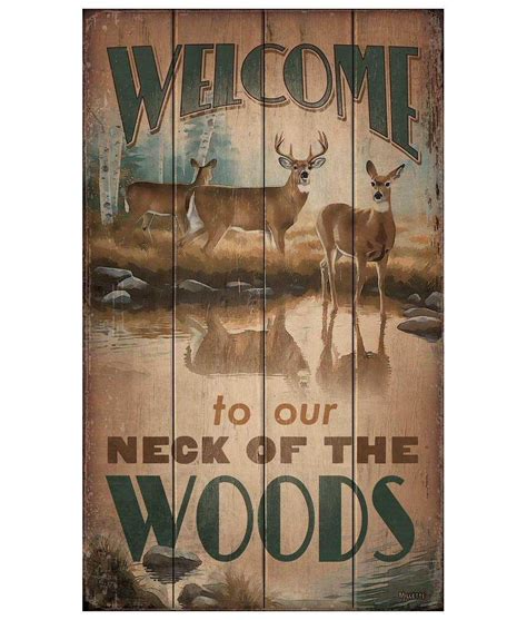 Welcome To Our Neck Of The Woods Whitetail Deer Wood Sign Wood Signs