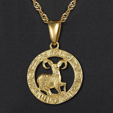 12 Horoscope Pendant Necklaces For Women Men Gold Aries Leo 12