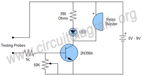 Continuity Tester With Buzzer Circuit Diagram