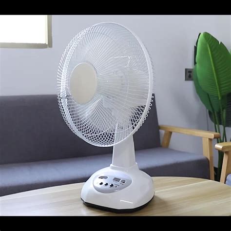 Acdc 12 Inch Rechargeable Table Oscillating Fan With Led Night Light And 9v 3w Solar Panel