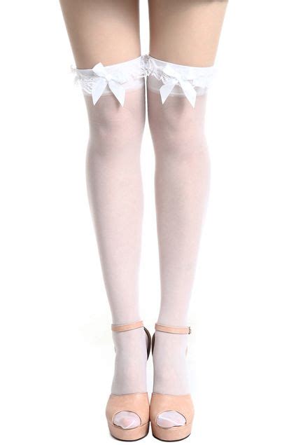 Lace Bowknot White Stockings Romwe Giveaway Fashion White Stockings