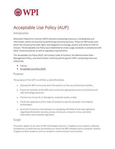 Guest Wireless Acceptable Use Policy Template