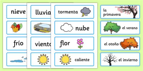 Spanish Seasons Word Cards Teacher Made