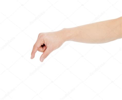 Male Hand Grabbing For Something Isolated On White Stock Photo By