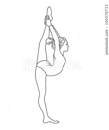Outline Drawing Of A Gymnast Girl The Girl Stock Illustration