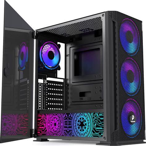 Pansonite Mesh Back Airflow Atx Mid Tower Chassis Pc Gaming Case With
