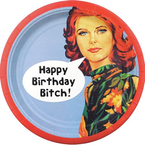 New 8 Paper Plates Happy Birthday Bitch Party Adult Retro Humour Rude