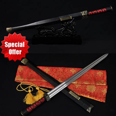 Real Handmade Chinese Sword Han Jian Damascus Steel Straight Full Tang