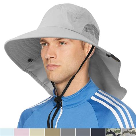 Sun Cube Outdoor Wide Brim Sun Hat With Neck Cover Flap Men Women