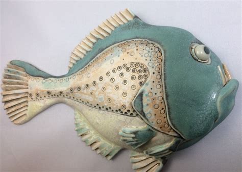 Medium Green Ceramic Fish Toothy Fish Ceramic Wall Art Fish Etsy Uk
