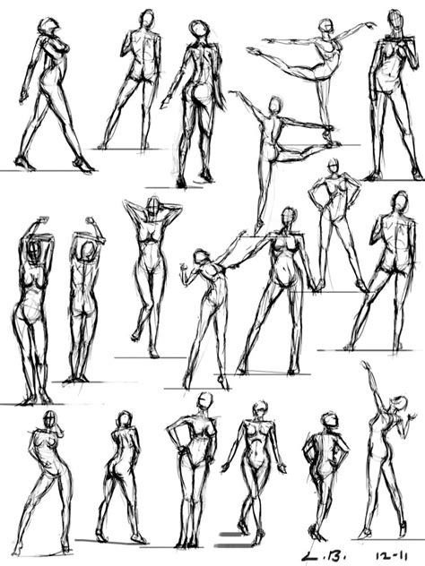 19 female pose sketches by ~sketcherlew on deviantart drawing poses figure drawing sketches