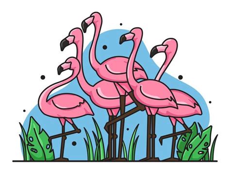 Set Of Cute Flamingos 681732 Vector Art At Vecteezy