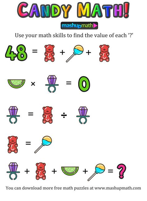 Free Math Puzzles — Mashup Math Maths Puzzles Free Math Candy Math