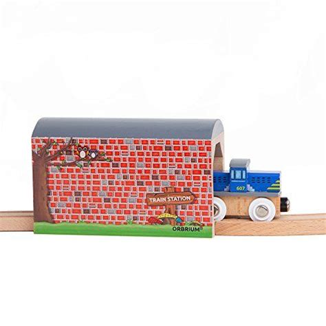 Orbrium Toys Large Wooden Train Tunnel Track Compatible With Thomas