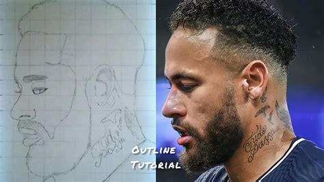 How To Draw Neymar Jr Step By Step Outline Drawing Tutorial Neymar Jr