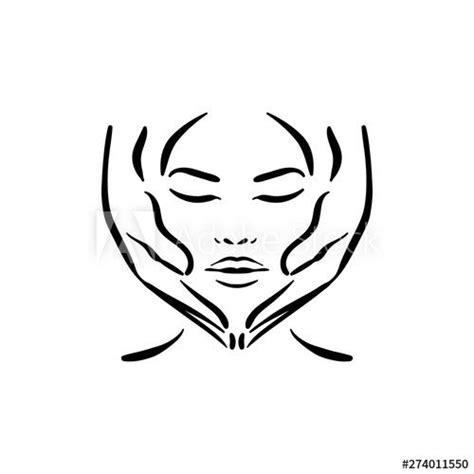 vector hand drawn illustration of spa face massage for woman on white background massage for