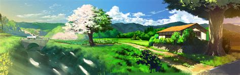 Wallpaper Landscape Painting Digital Art Anime Valley Jungle