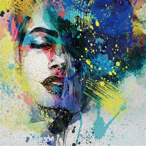 Modern Abstract Colourful Canvas Print Vibrant Woman Portrait Unfr