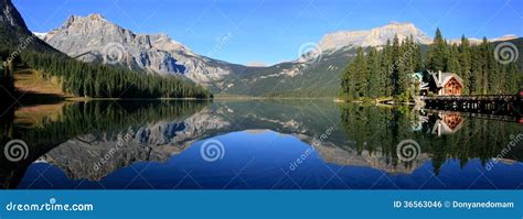 Panorama Of Emerald Lake Yoho National Park British Columbia Stock