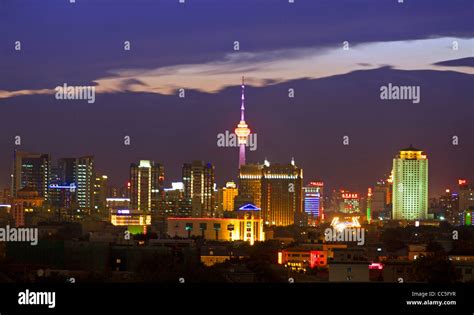 Skyscrapers At Night Beijing China Stock Photo Alamy