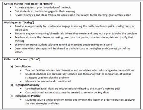 Threepart Math Lesson Menu