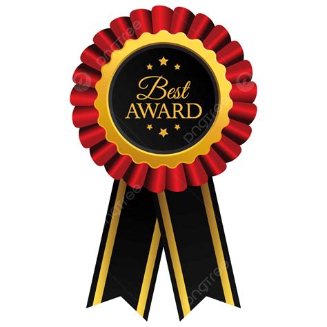 Best Award Medal With Red Rosette And Black Ribbon Illustration Design