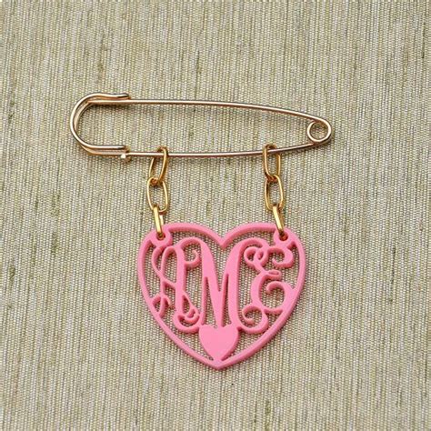 Safety Pin Brooch Personalized Jewelry Initials Name Vine Etsy