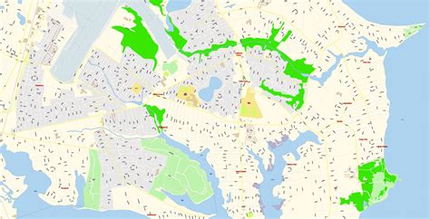 Newport Rhode Island Map Vector Exact City Plan Detailed Street Map
