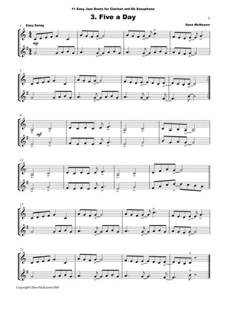 11 Easy Jazz Duets For Clarinet And Alto Saxophone Music Sheet Download