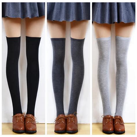 1 Pair Women Cute Style Stockings Warm Thigh High Over Knee Long Cotton