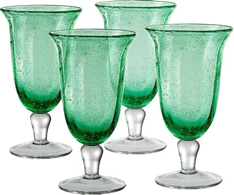 Artland Savannah Green Bubble Glass Goblet Set Of 4 Goblets And Chalices