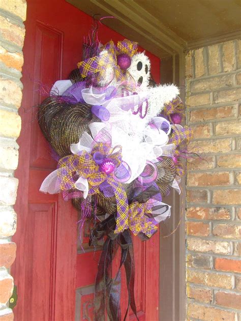 Halloween Wreath door hanger front door wreath Ghost | Etsy