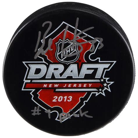 bo horvat vancouver canucks autographed 2013 nhl draft logo hockey puck with 9 pick inscription