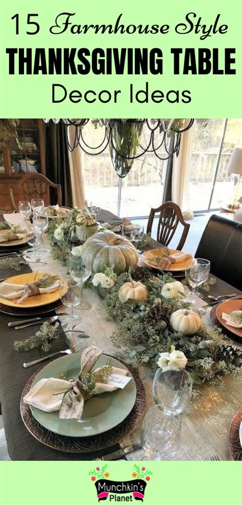 A Table Set For Thanksgiving Dinner With Pumpkins And Greenery On The