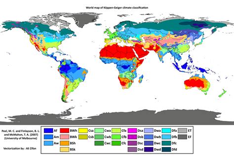 Map Of World Dividing Climate Zones Largely Influenced By Latitude