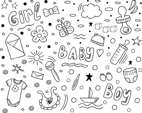 Conjunto De Garabatos Dibujados A Mano Con Cosas De Bebé Incluye