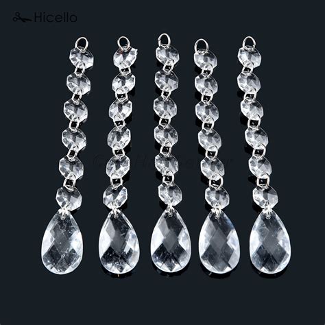 5pcs Strand Acrylic Crystal Bead Hanging 6 Clear Octagonal Garland