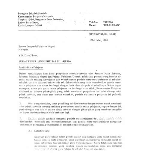 Pdf surat pekeliling ikhtisas bil.9/2006: UNIT KOKURIKULUM: # Surat Pekeliling Ikhtisas Bil.4/1986