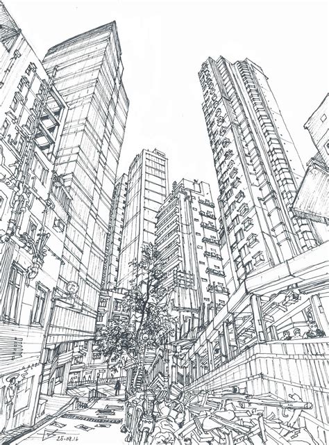 City Drawing Pen Drawing Cyberpunk Environment Sketch Arte Sci Fi