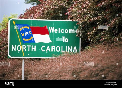 North Carolina Welcome Sign Usa Stock Photo Alamy