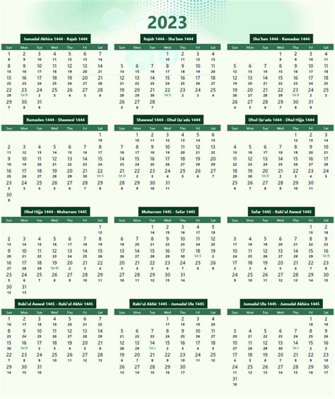 Printable Islamic 2023 Calendar In Pdf Hijri Calendar 1445