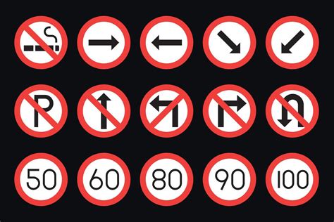 Set Of Traffic Signs Icons Vector Illustration In Flat Design 11350073
