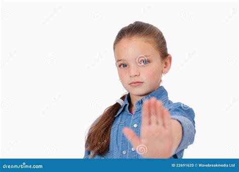 Girl Saying Stop With Her Hand Stock Photo Image Of Express Pose