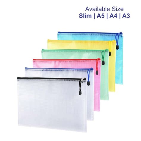 A3a4a5slim Plastic Zip File Bag Folder Waterproof Pocket Document