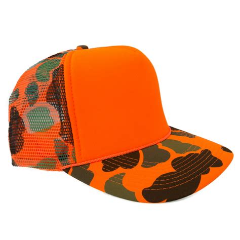 Camo Trucker Hat Blaze Orange Hunting Hat