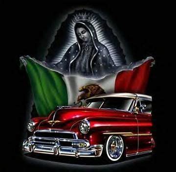 Virgin De Guadalupe Con La Bandera De Mexico Cholo Art Lowrider Art
