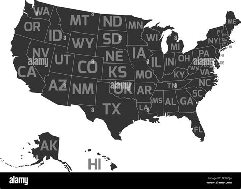 Map Of United States Od America Aka Usa With Us States Abbreviation