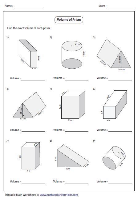Volume Worksheets Geometry Worksheets Volume Worksheets Math Worksheet