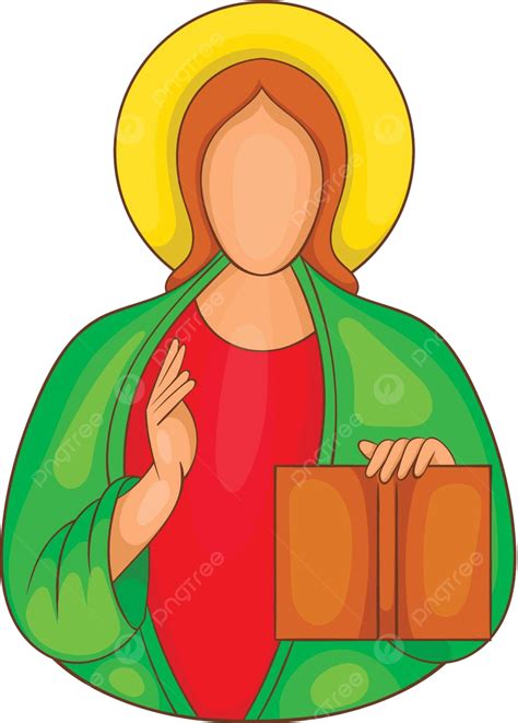 Jesus Icon In Cartoon Style Orthodox Christian Sacred Vector Orthodox